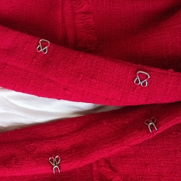 Zara Long-line Red Tweed Blazer Jacket, Size M - Picture 8 of 15